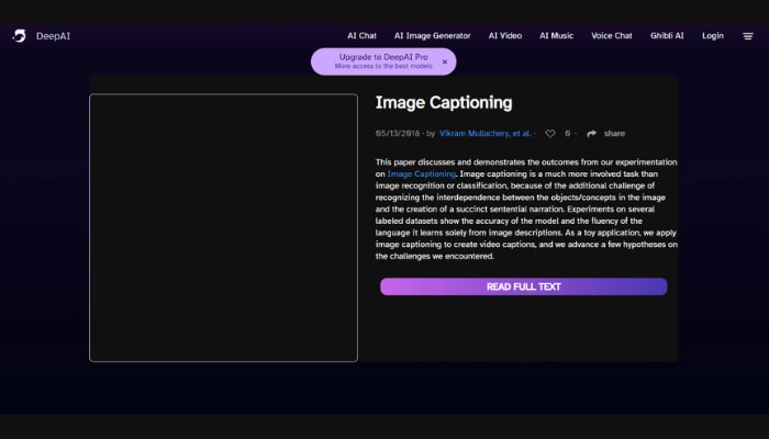 ai per descrivere immagine con deepai