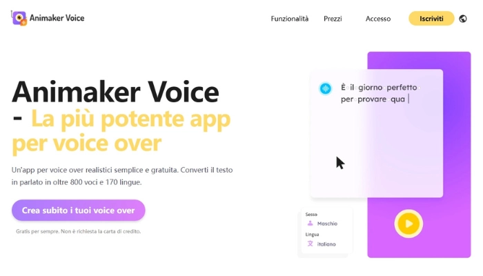 Animaker Voice crea voce con ai