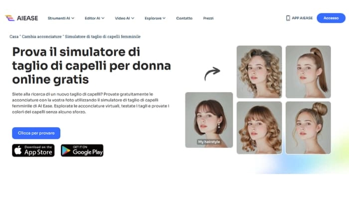 app per modificare il taglio di capelli aiease