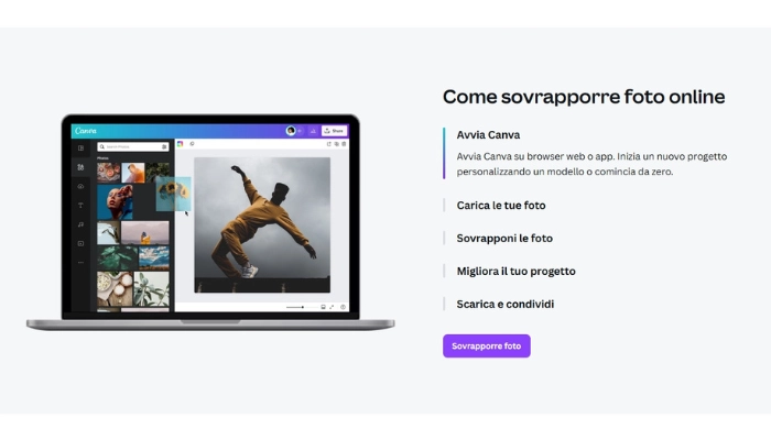 canva sovrapporre due immagini online