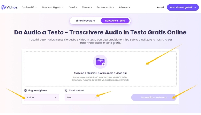 Carica il file audio