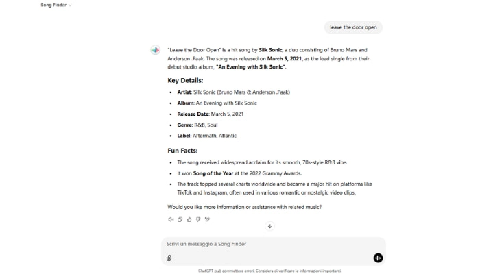 chatgpt song finder passo 2