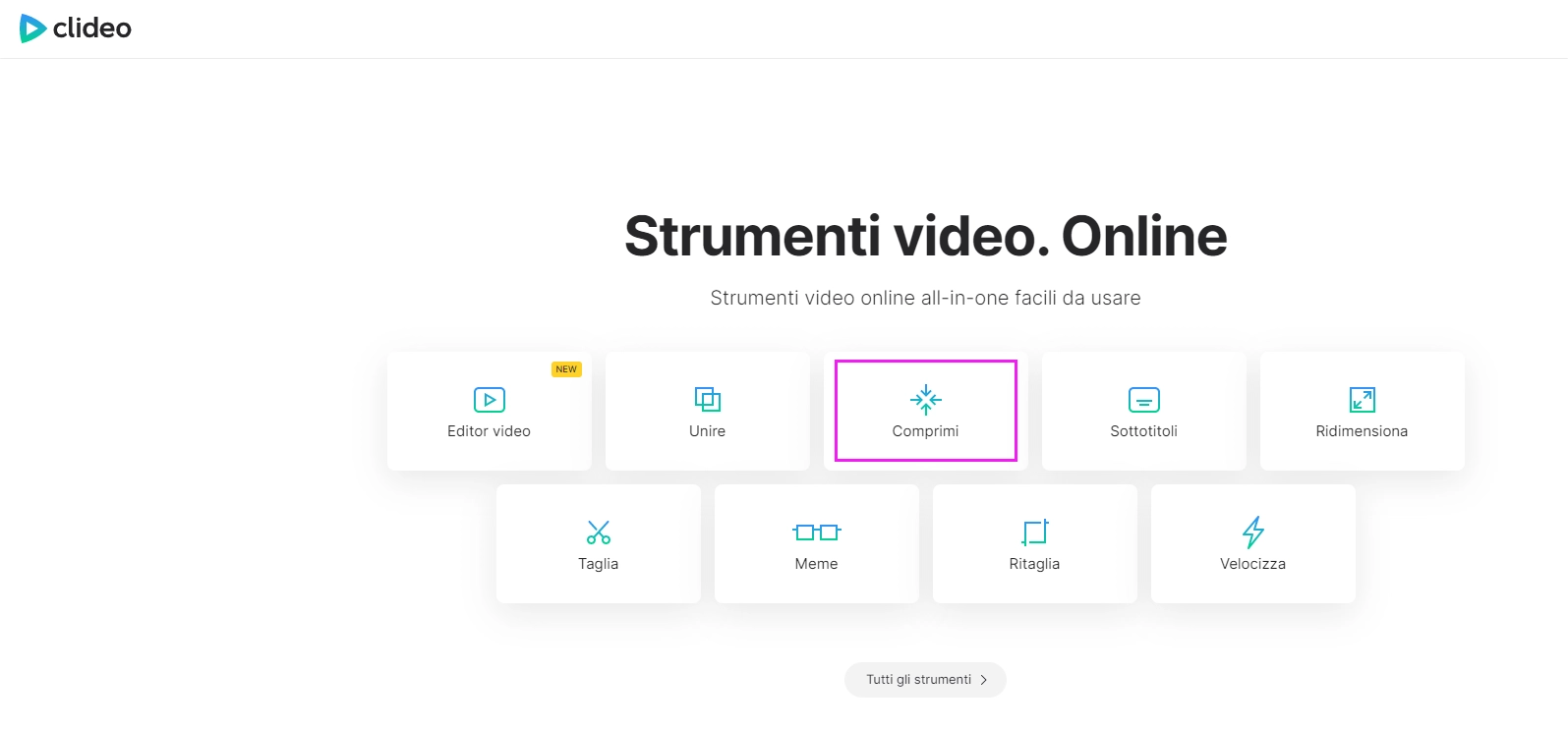 compressione video online - clideo