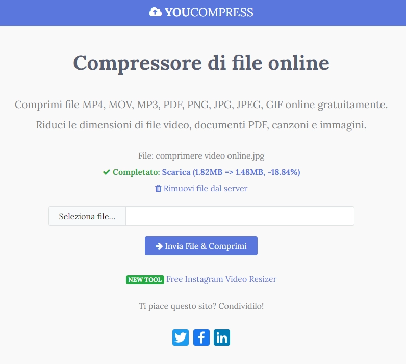 comprimere video online - youcompress