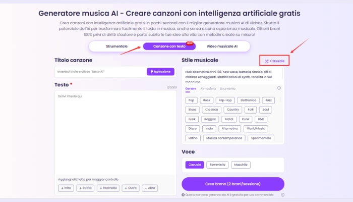 come creare musica ai con vidnoz