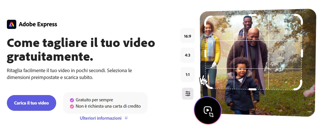 ritagliare video online - adobe express