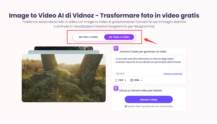 come usare vidnoz ai per convertire testo o immagine in video