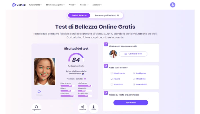 controlla il risultato del test di bellezza