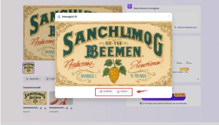 crea etichetta con vidnoz ai risultato