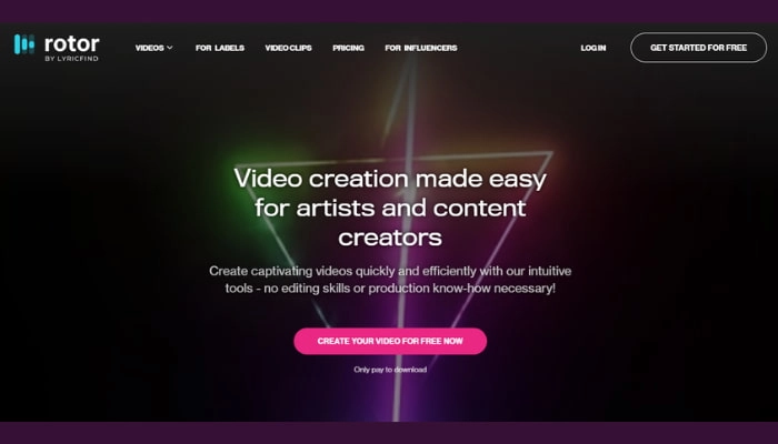 crea video musicale con rotor