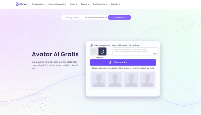 creare avatar ai con vidnoz