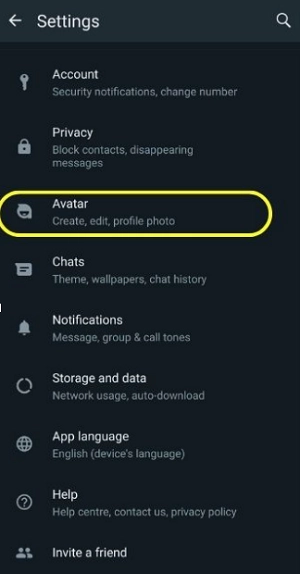 avatar whatsapp android-passo 2