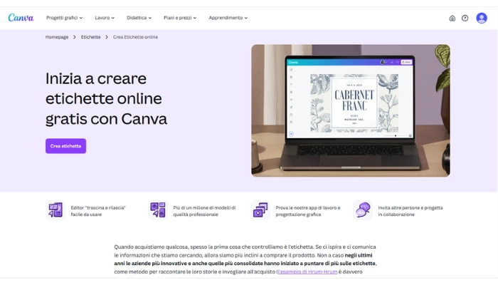 creare etichette da stampare con canva