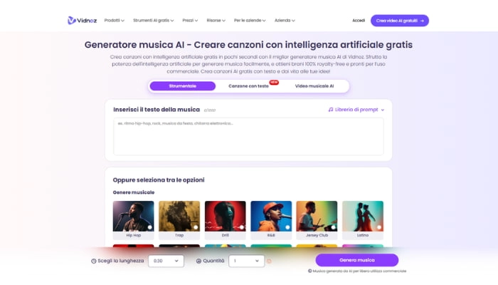 creare musica ai con vidnoz