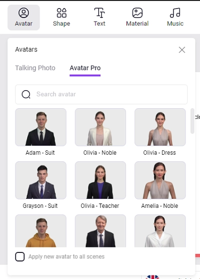 creare powerpoint-vidnoz scegli avatar