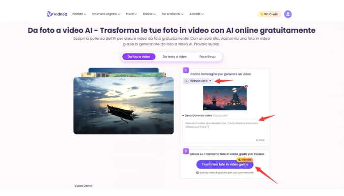da foto a video ai con vidnoz passo