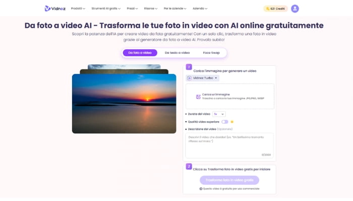 da foto a video ai con vidnoz