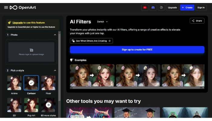 filtro cartoon online openart ai