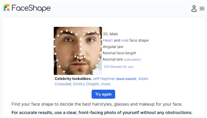 forma del viso test online faceshape