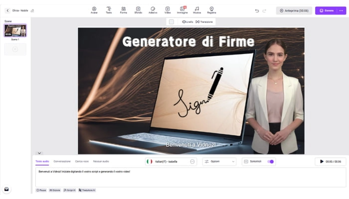 generatore di firme ai vidnoz crea video