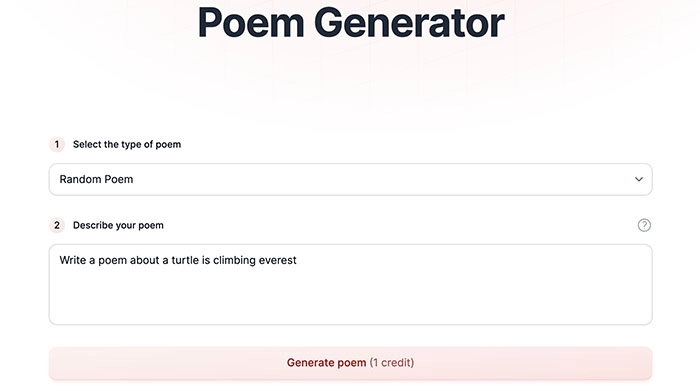 generatore di poesia - poetry ai