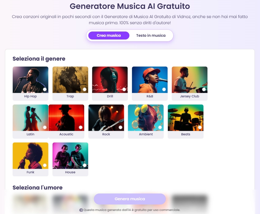 generatore musicale vidnoz