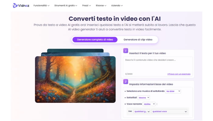 generatore video ai gratis vidnoz