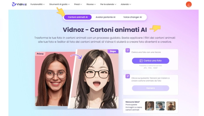 interfaccia vidnoz ai filtro cartone