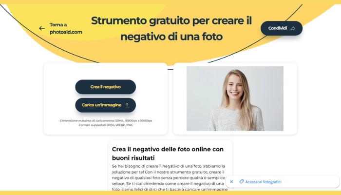 invertire colori immagine online con photoaid