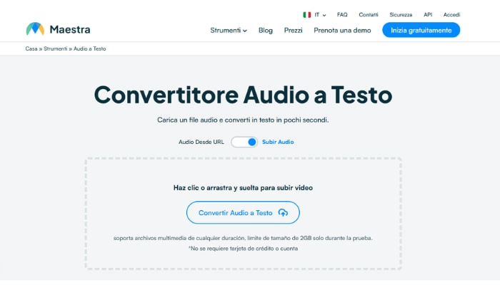 maestra ai audio in testo