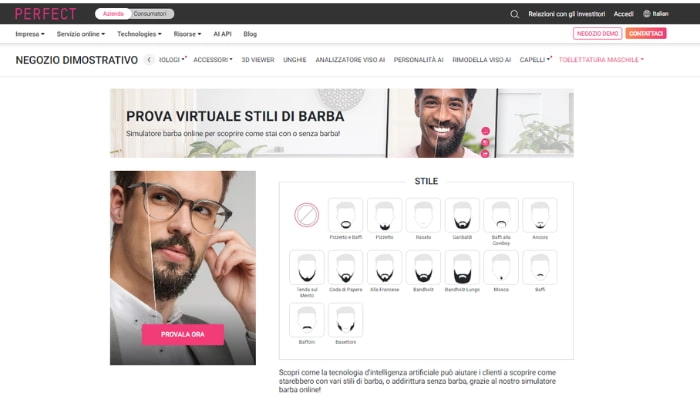 makeup ar ai beard simulator per rimuovere barba online