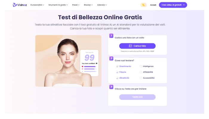 misura la tua attrattiva con ai vidnoz test di bellezza