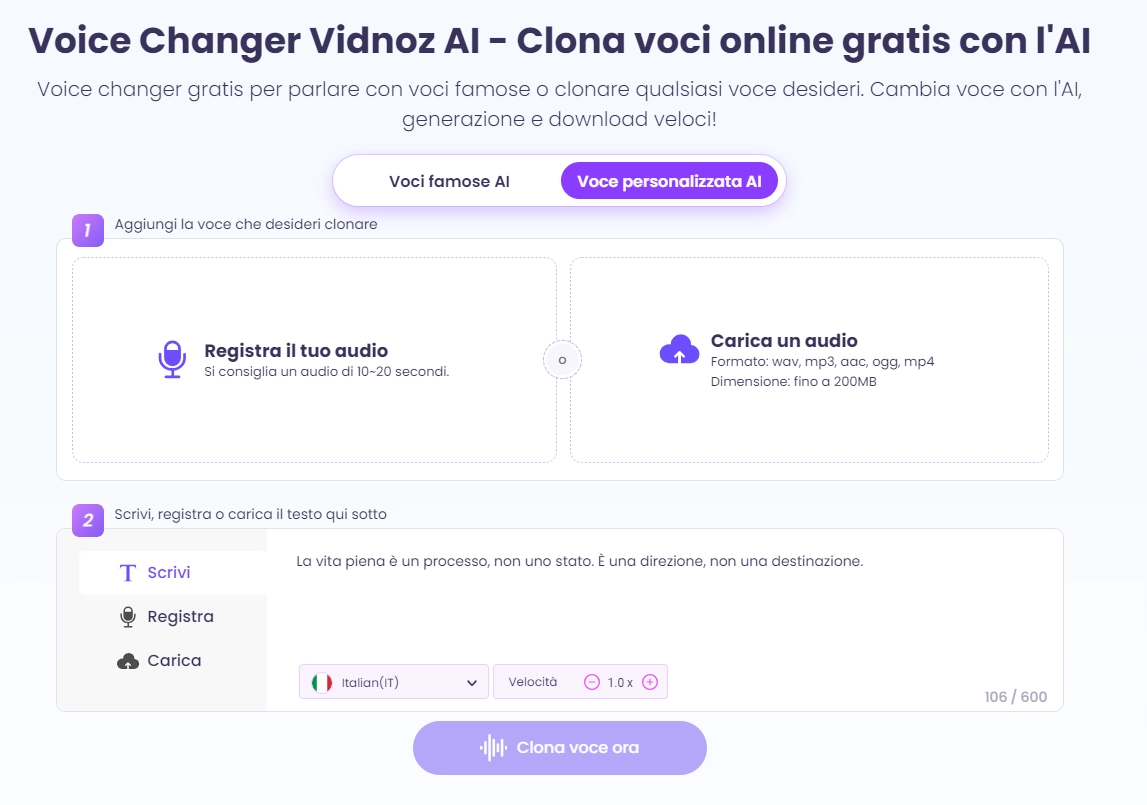 voce narrante per video gratis-vidnoz ai