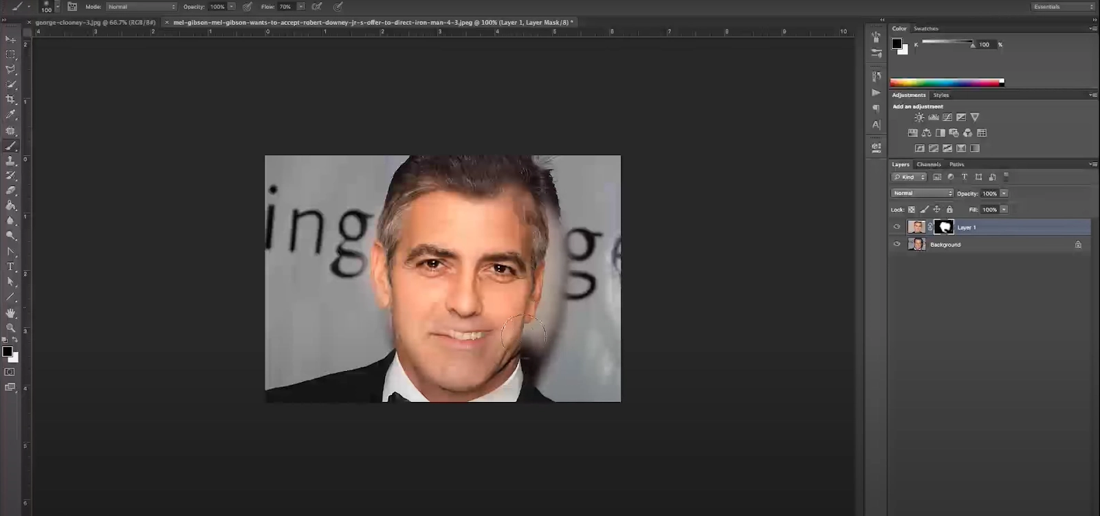 photoshop face swap - maschera di livello applicata