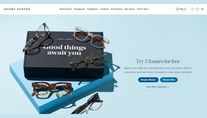 prova occhiali online su warby parker