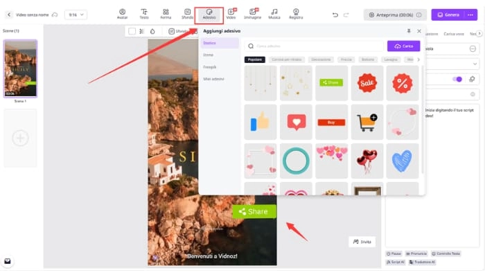 rimuovi il logo tiktok da adesivo video vidnoz