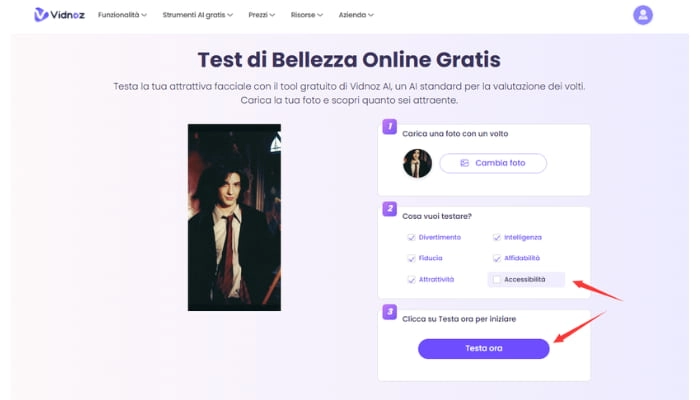 test di bellezza con parametri tick vidnoz ai