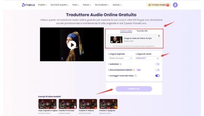 traduci messaggio vocale whatsapp con vidnoz