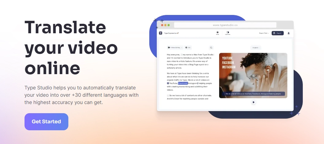 tradurre video - type studio