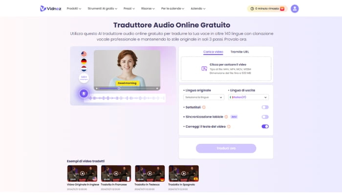 traduttore audio ai di vidnoz