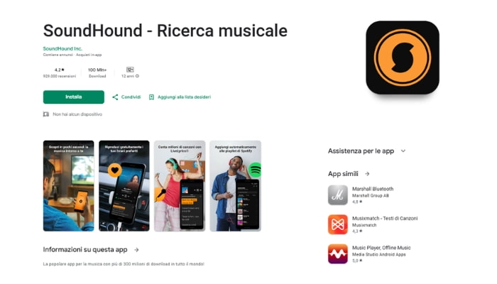 trova canzone dal testo con soundhound