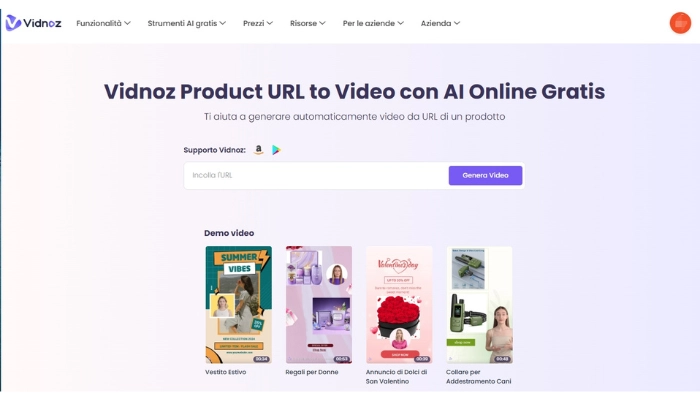 url to video promo prodotto