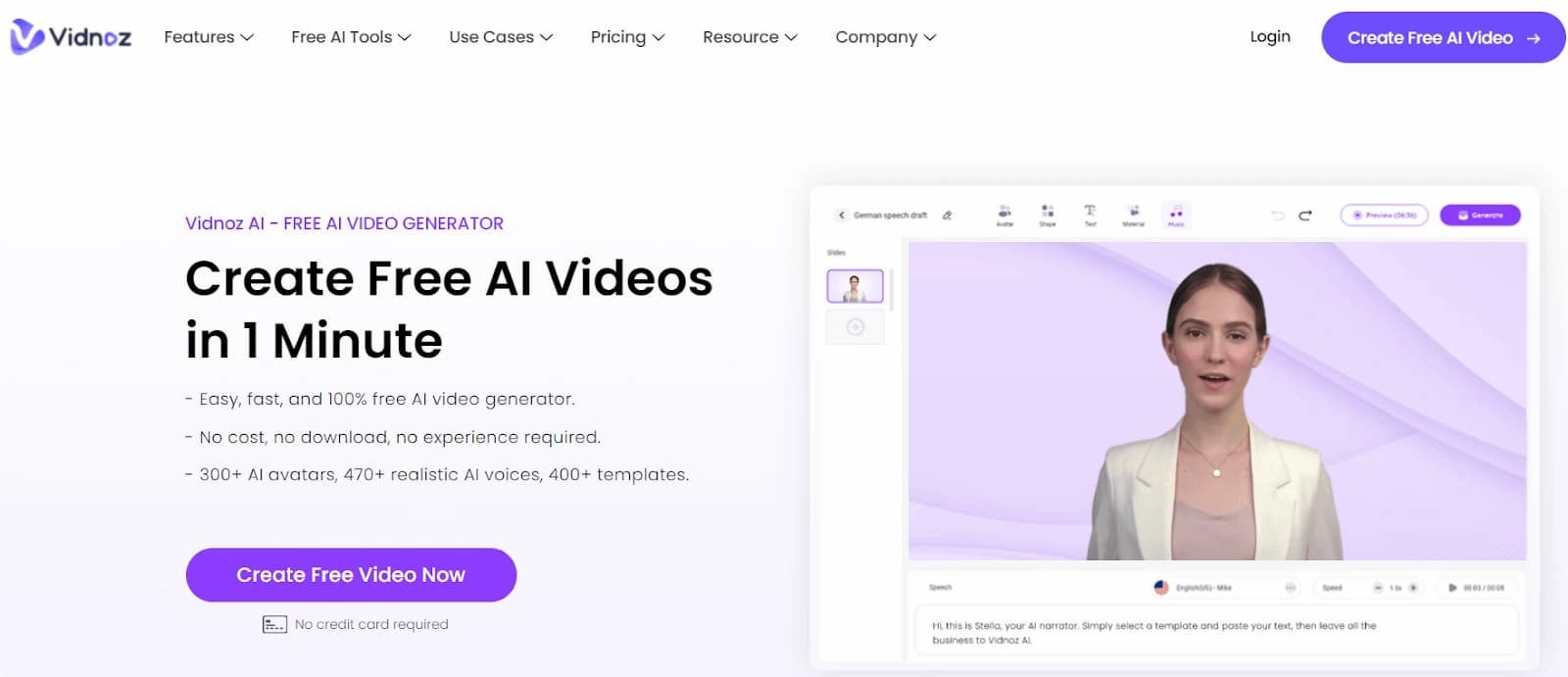 Vidnoz AI modifica il video di laurea con facilità grazie alle avanzate funzionalità dell'AI