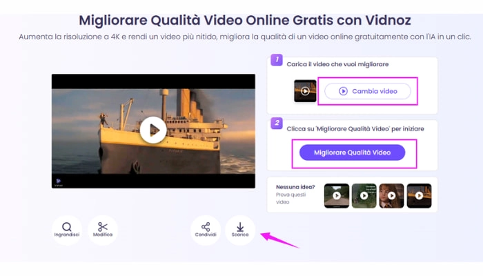 vidnoz ai video enhancer passaggio 3