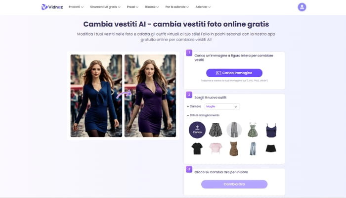vidnoz app per cambiare vestiti ai