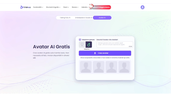 vidnoz avatar ai per immagine del profilo di natale