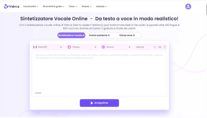 voce narrante per video gratis vidnoz