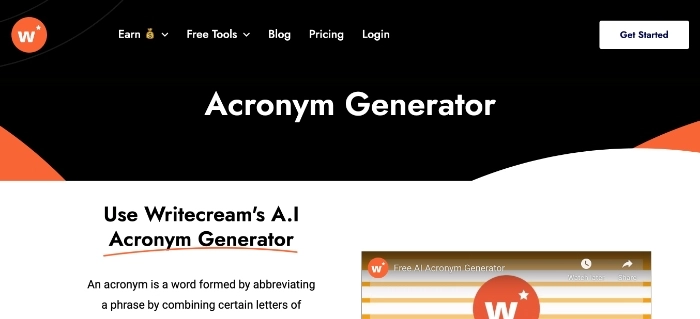 generatore acronimo-writecream generatore di acronimi AI Screenshot
